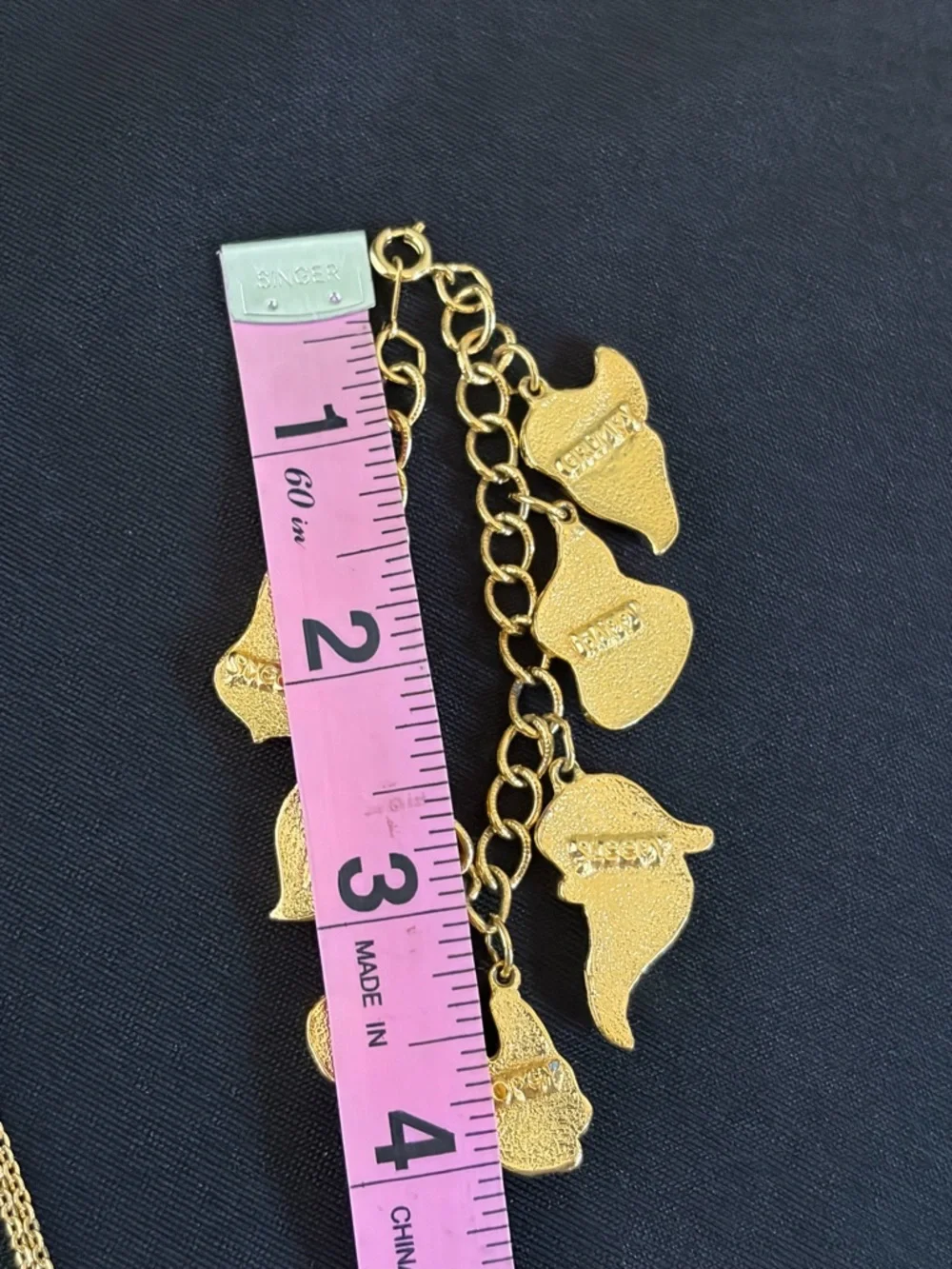 Vintage Disney Snow White Necklace & Seven Dwarfs Gold-Tone Charm Bracelet Set